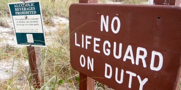 No Lifeguard on Duty Sign