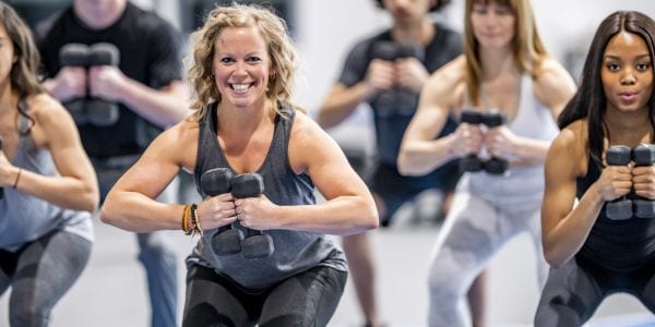 Women taking a workout class