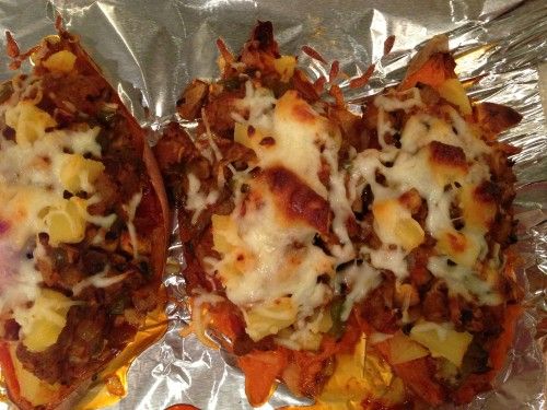 Pizza Stuffed Sweet Potatoes Recipe