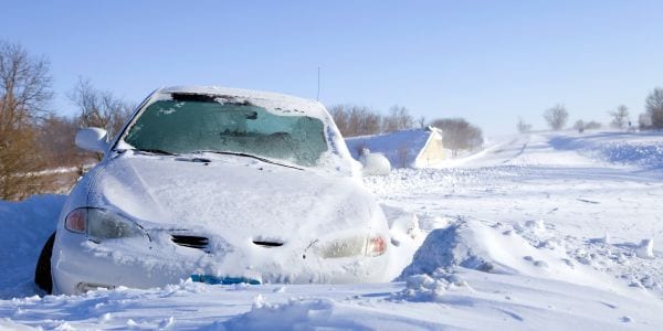 Car stuck in a snowdrift