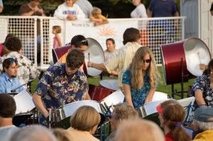 A steel drum band performing at a previous year's Petoskey Festival on the Bay. 