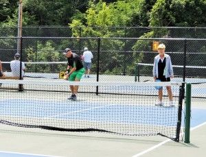 Pickleball players at the Grand Haven Coast Guard Festival's Senior Wellness Day. 
