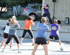 Participants at a recent free WERQ class at Rosa Parks Circle in Grand Rapids.