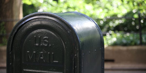 Photo of a U.S. Postal Service mailbox.