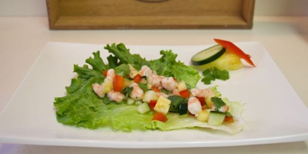 shrimp and pineapple lettuce cups