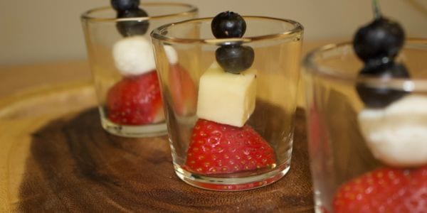 Strawberry, cheese and blueberry appetizer
