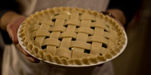 pie in hands
