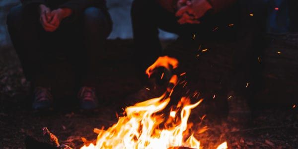 Teens at a bonfire