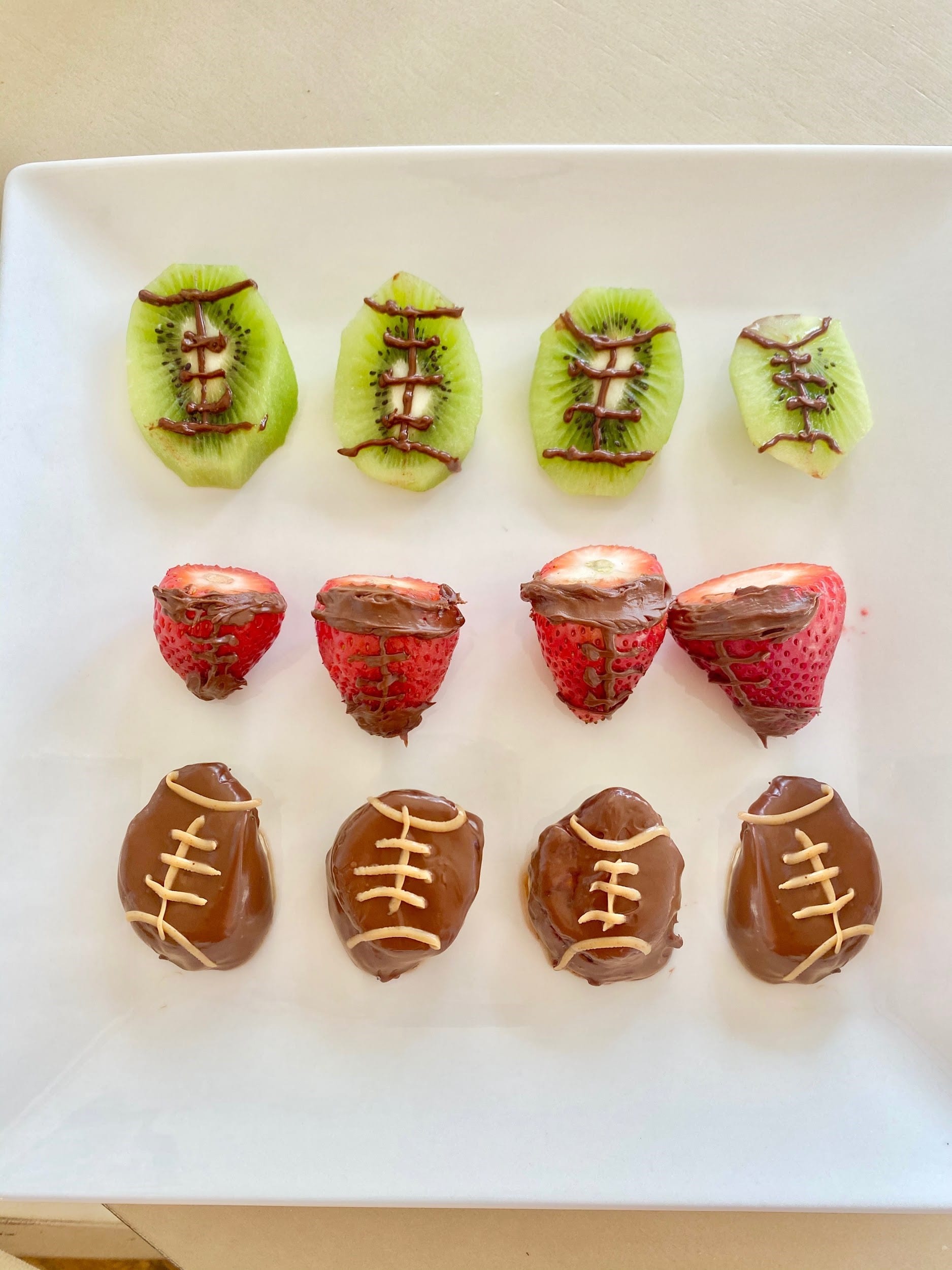 Fruit shaped into footballs