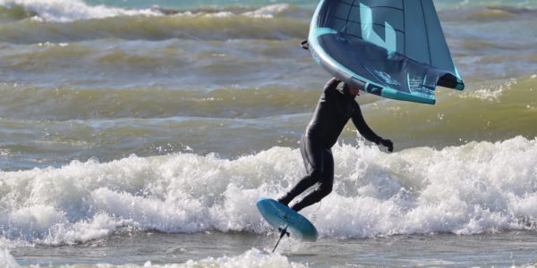 One of the major appeals of wing foiling is it can be fun to do even if the waves aren’t high and the wind isn’t overbearing, because of its versatility. The board and wing do some of the work for you.