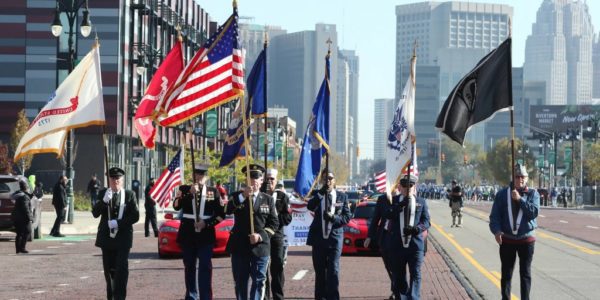 Michigan veterans participate in the annual Detroit Veteran's Day Parade.